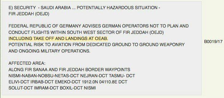 هيئة الطيران الألمانية تحذر من إرسال رحلات إلى مطارات جنوب السعودية