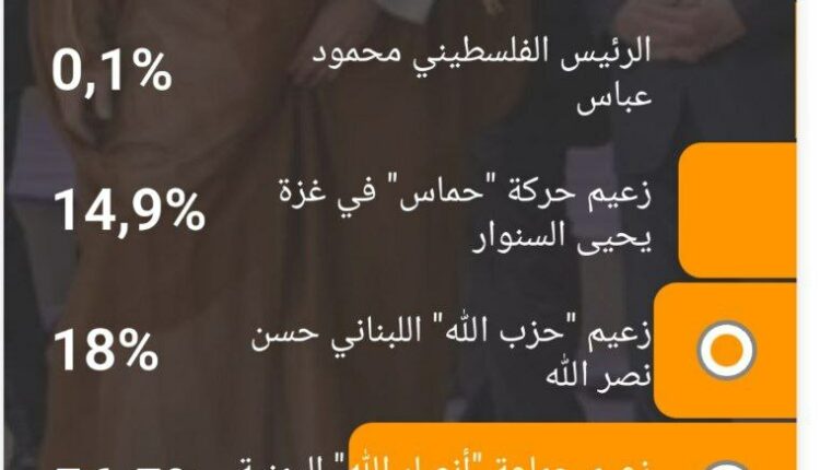 نتائج التصويت عبر الإنترنت تظهر تفوقًا واضحًا لقائد (أنصار الله) اليمنية