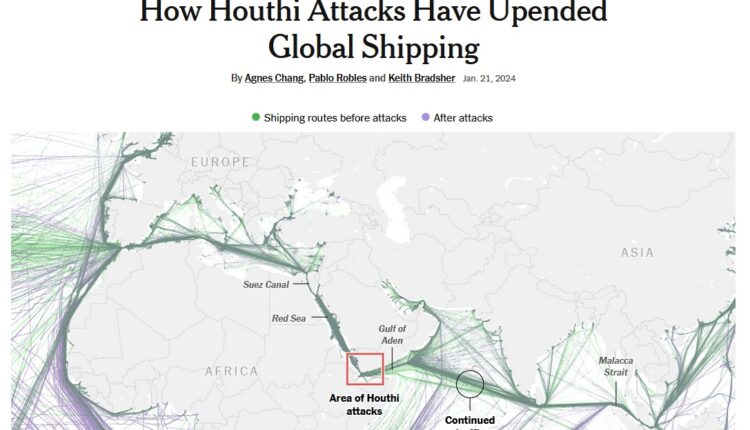 نيويورك تايمز: هجمات اليمن أدت لقلب الشحن العالمي