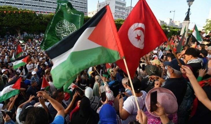 تظاهرة احتجاجية في تونس ضد الإبادة والحصار والتجويع لأهل غزة