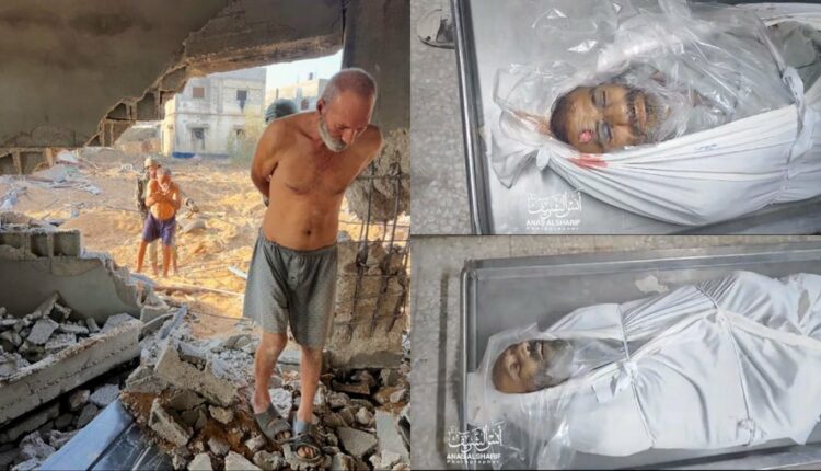 صورة صادمة تفضح استخدام الاحتلال لمسنين من غزة كدروع بشرية